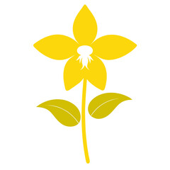 yellow flower silhouette on white background