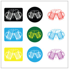 beer mugs toasting silhouette, logo template