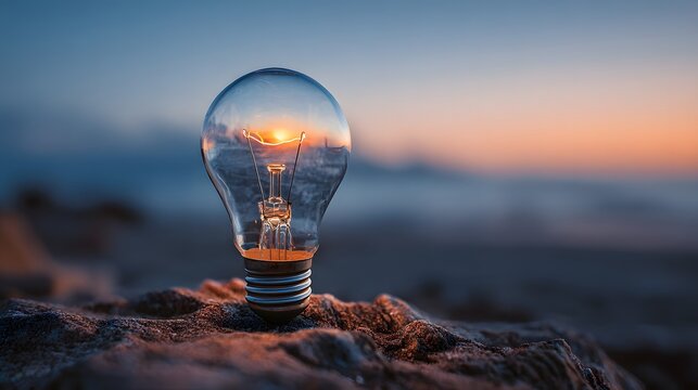 Kreative Idee und Inspiration im Sonnenuntergang
