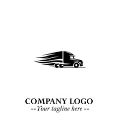 Truck Moving Fast Logo Symbol in Black on the White Background with Dynamic Transport Design
