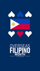 Overseas Filipino Month Poster Banner and Background Abstract Design Template Featuring Filipino Flag Globe and Cultural Icons Illustration design for mobile responsive