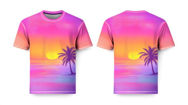retro 80s vaporwave jersey, with pastel sunset gradients, isolated on a white background