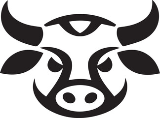 Cute cartoon cow skull vector illustration with funny face and playful design