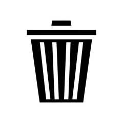 Bold Neo-Brutalist Trash Bin Icon with Heavy Black Outlines on White.