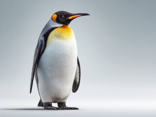 Fototapeta premium King Penguin on a Neutral Background Majestic Portrait, Elegant Bird, Antarctic Wildlife
