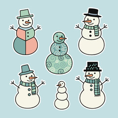 Snowmen with Abstract and Patterned Bodies