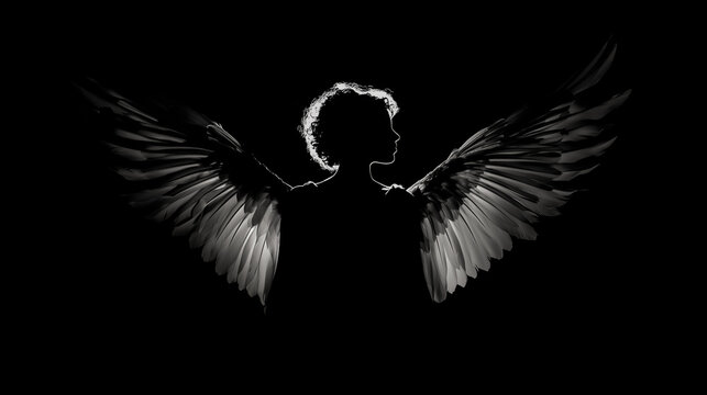 Figure in business suit with wings evoking image of fallen angel