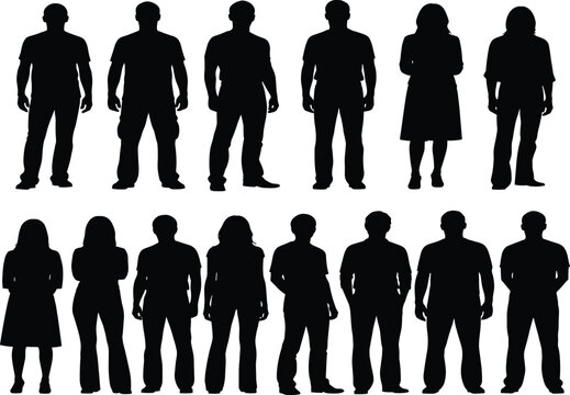Human Silhouettes – Vector Set of Standing Male and Female Figures in Neutral Poses