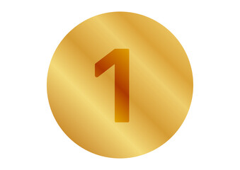 メダルやランキングトップを示す数字「1」のシンボル・ゴールド（金）の高級感ある1位アイコン
