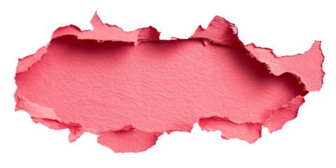 pink torn or ripped paper isolated on transparent background- design element