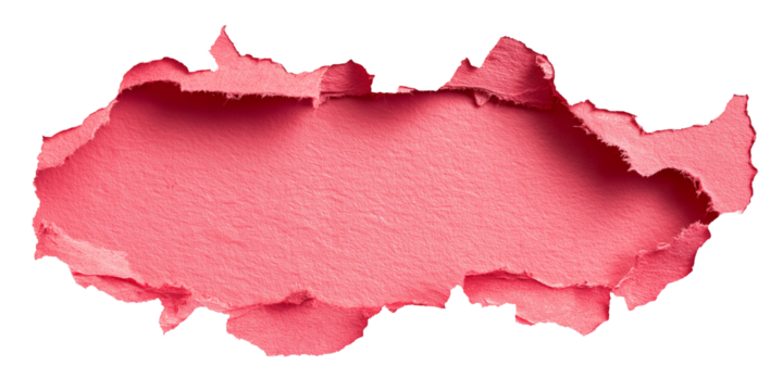 pink torn or ripped paper isolated on transparent background- design element