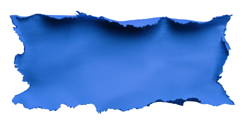 blue torn or ripped paper isolated on transparent background- design element