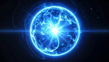Captivating Blue Energy Orb - A Concentrated Burst of Light and Power.