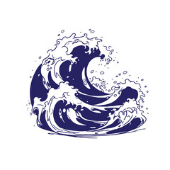 Cresting Ocean Wave Hand‑Drawn Nautical Illustration