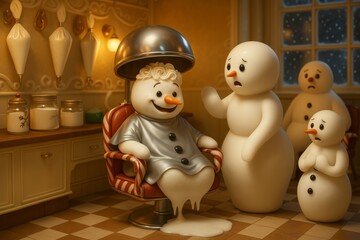 Melting Snowman at Christmas Hair Salon – Funny