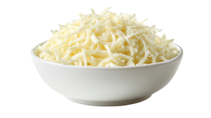 Bowl of Shredded Cheese on White Background