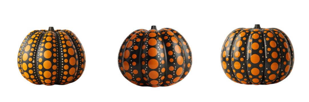 Set For Three dotted pumpkins isolated on transparent background - Powered by Adobe