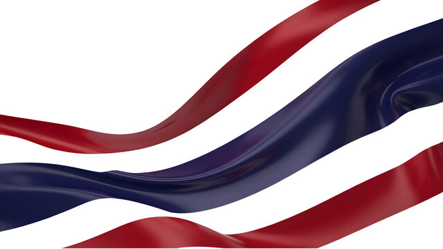 Wavy flag of thailand isolated on transparent background