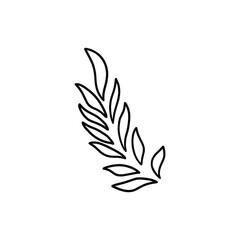 Hand drawn tattoo nature floral flowers, branches and leaves in line art style. Collection of sketches of botanical elements