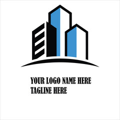 Naklejka premium PrintStylish real estate logo featuring modern house illustrations, minimalist design, sleek geometric elements, ideal for realtors, property businesses, housing brands, and premium marketing visuals