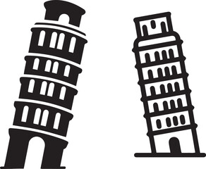 Leaning Tower of Pisa Silhouette Icon vector illustration 