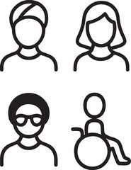 Baby boy and girl vector icon silhouettes set