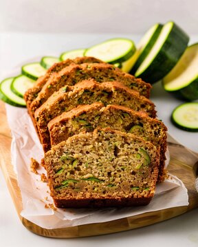 Freshly baked vegan sourdough zucchini bread