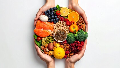 Vibrant superfood bowl held with care for balanced nutrition and healthy lifestyle, promoting wellness and dietary choices for a vibrant life