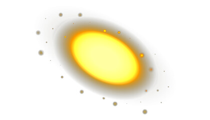 Golden oval light effect with glowing particles and sparkle bright design