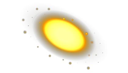Golden oval light effect with glowing particles and sparkle bright design