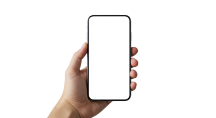 Mobile in Hand: An elegant presentation of a modern mobile device, held gently in a hand, showcasing the sleek design and highlighting the interactive screen.