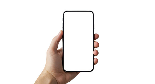 Mobile in Hand: An elegant presentation of a modern mobile device, held gently in a hand, showcasing the sleek design and highlighting the interactive screen.