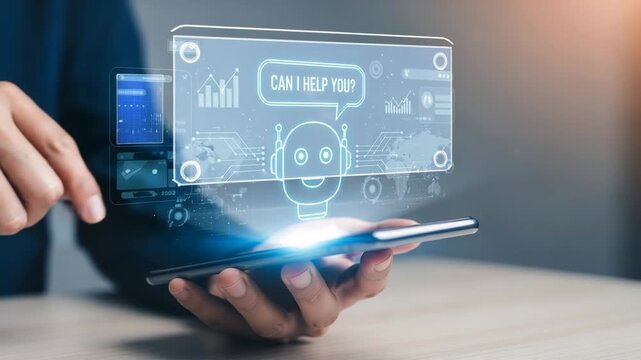Person interacting with a chatbot on a smartphone screen