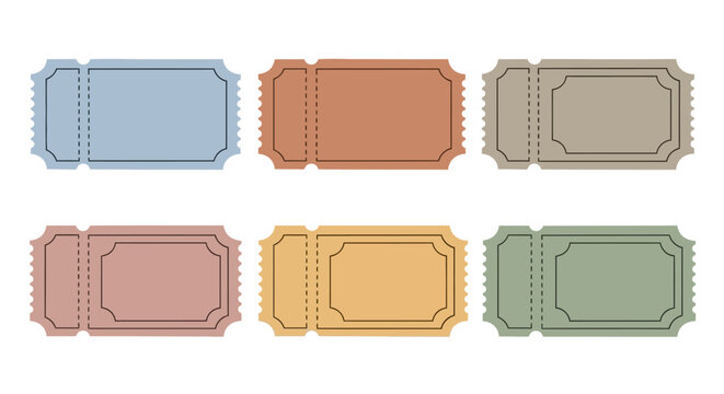 A versatile collection of retro-inspired blank admission tickets, presented as a clean vector graphic illustration set - Powered by Adobe