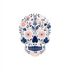 Floral skull with transparent background