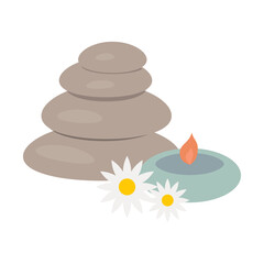 Hot Stones and Calming Candle For Spa and Wellness Scene