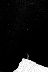 Person gazing at starry night sky