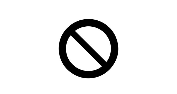 Universal black prohibition symbol indicating restriction, stop, or denial of access, ideal for warning signs, security alerts, and forbidden actions across various platforms and designs