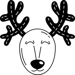 Solid Outline icon of a reindeer head with antlers