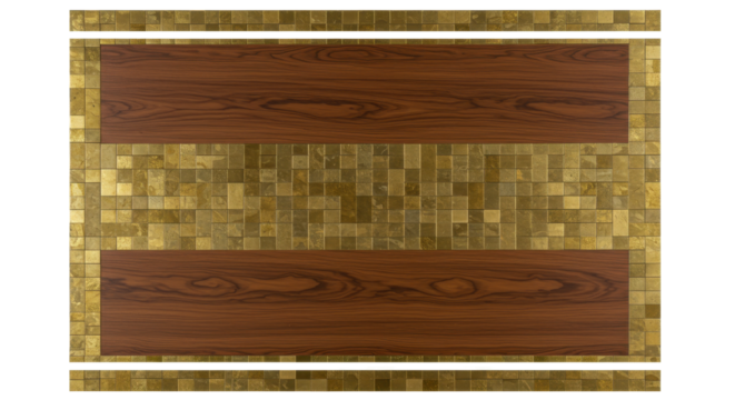 Modern Interior Design: A contemporary design, blending sleek wood and mosaic tile, showcasing an elegant composition with clean lines, and a warm, inviting feel.