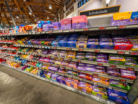 Milka chocolate bars filling supermarket shelves
