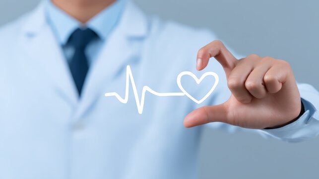 Doctor writes heartbeat on whiteboard medical health concept medical professional charts heart rhythm for health awareness