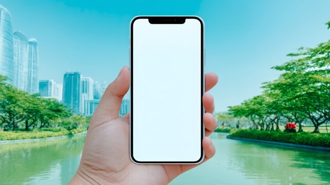 Person holding smartphone in hand digital communication hand holding modern smartphone device for everyday connection