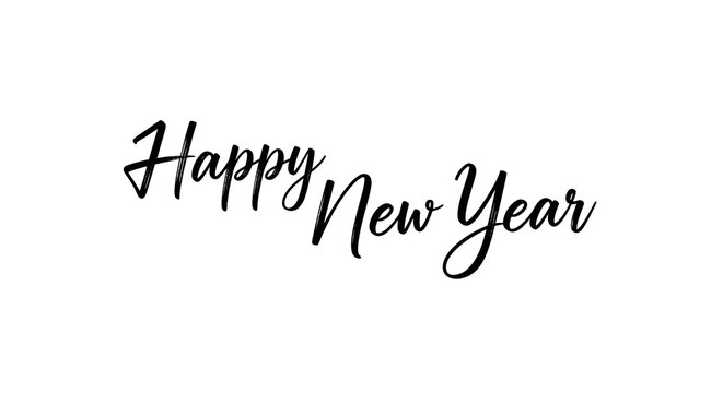 Happy new year text in elegant script on white background