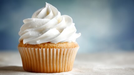 Delicious white frosted cupcake perfect treat sweet cupcake with elegant white frosting delightful dessert