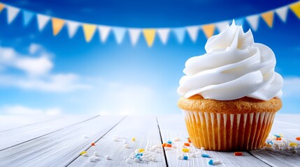 Delicious white frosted cupcake for sweet treat indulge in this delightful cupcake artfully frosted white