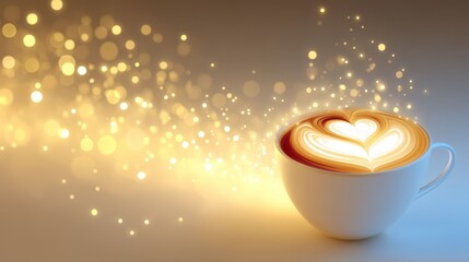 Coffee cup with heart latte art perfect morning drink warm coffee cup features beautiful heart art for cozy moments