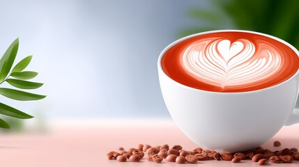 Delicious coffee art heart design in steaming cup heart shaped latte art enhances warm inviting coffee experience