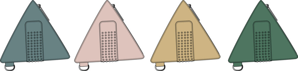 Four abstract triangular abstract shapes in different muted colors, suggesting creativity and innovation in design