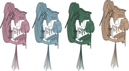 Four Distinct Variations of a Stylish Handbag Illustration